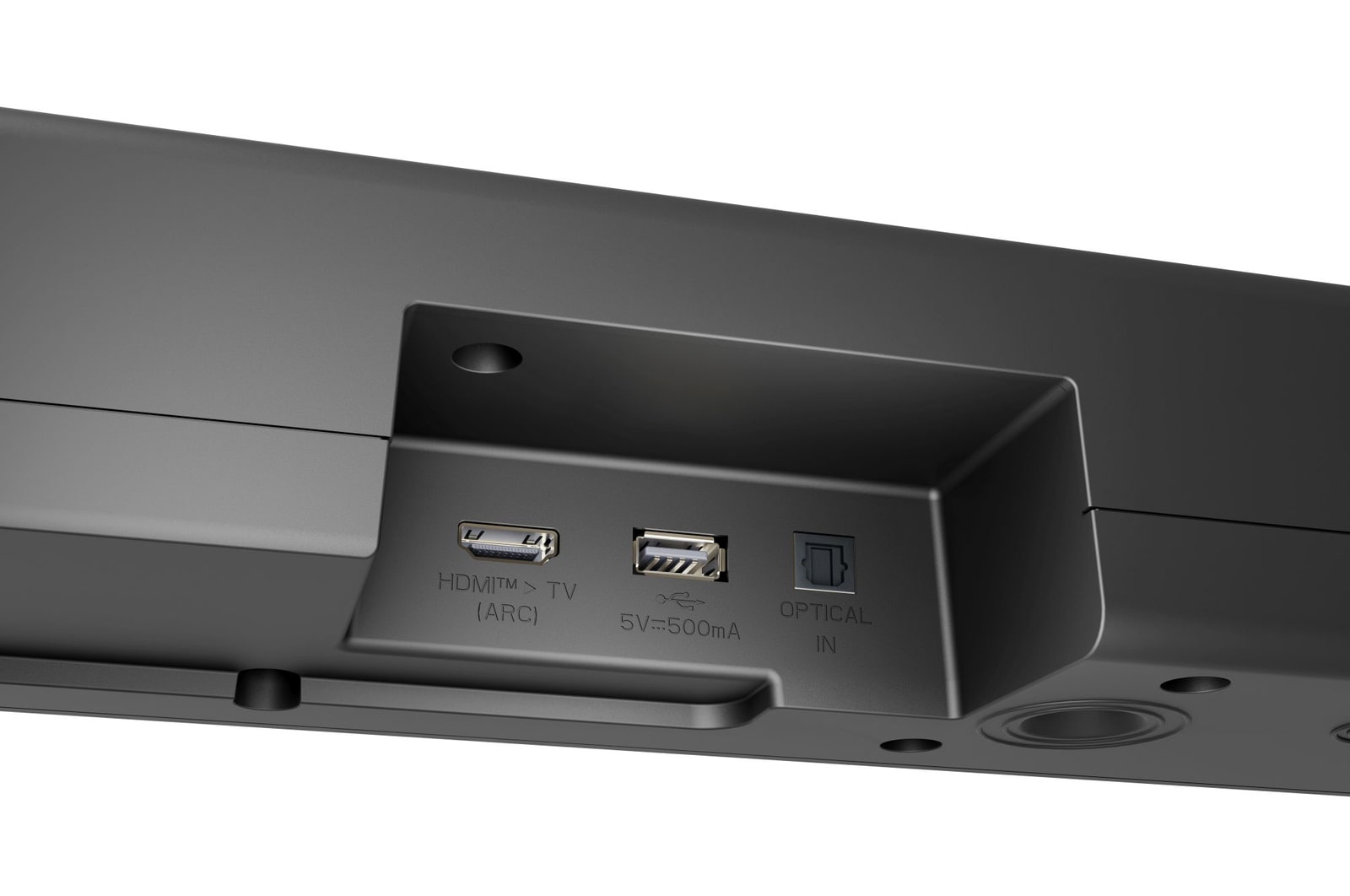 Dettaglio degli ingressi della soundbar