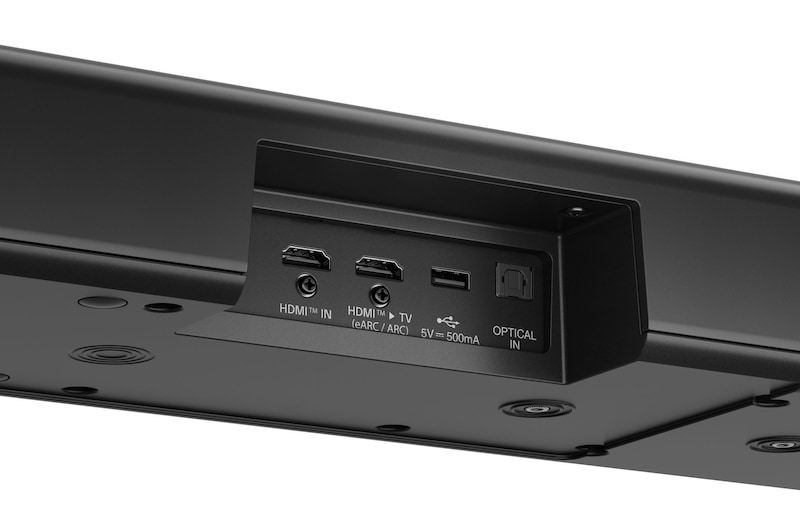 Dettaglio degli ingressi sulla soundbar