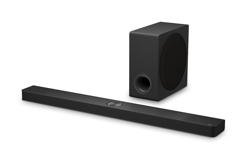 Immagine della soundbar con subwoofer angolati verso sinistra