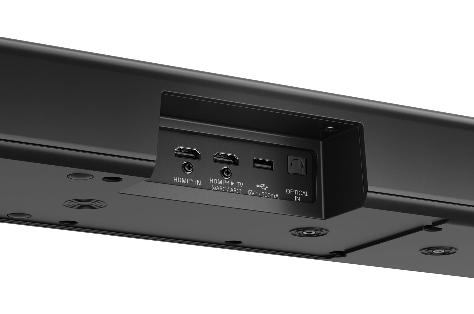 Dettaglio degli ingressi sulla soundbar