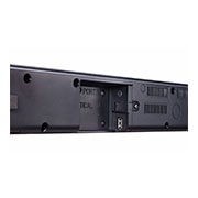 Dettaglio degli ingressi della soundbar visti in prospettiva