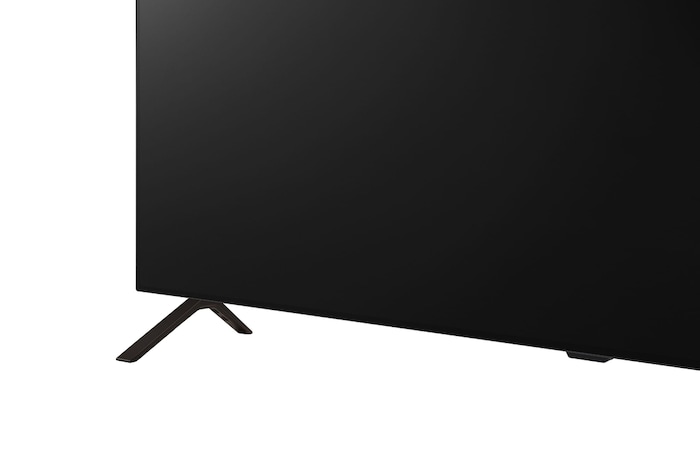Immagine ravvicinata del TV OLED LG, OLED B4 dalla base, che mostra il supporto a 2 poli