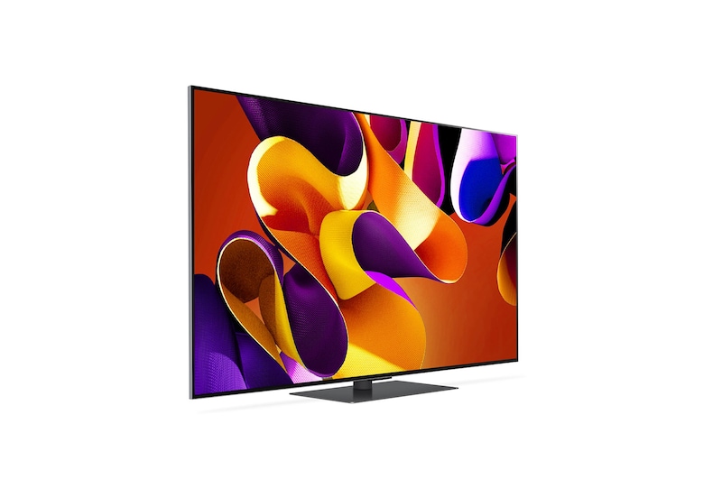 Vista laterale leggermente inclinata verso destra del TV LG OLED evo, OLED G4
