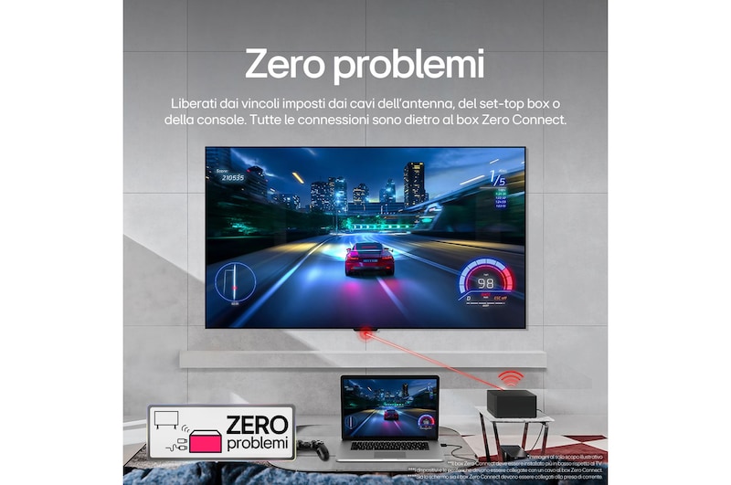 Rear view of LG OLED TV, OLED M4 SINGATURE on a stand