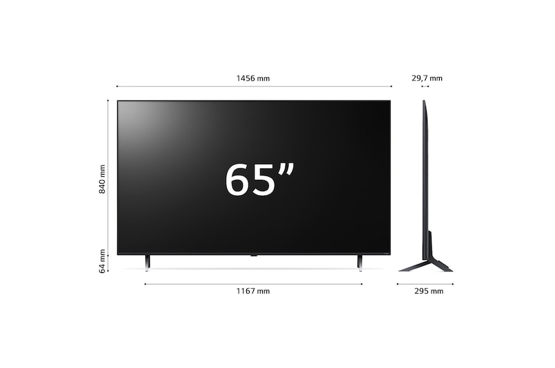 Vista frontale del TV