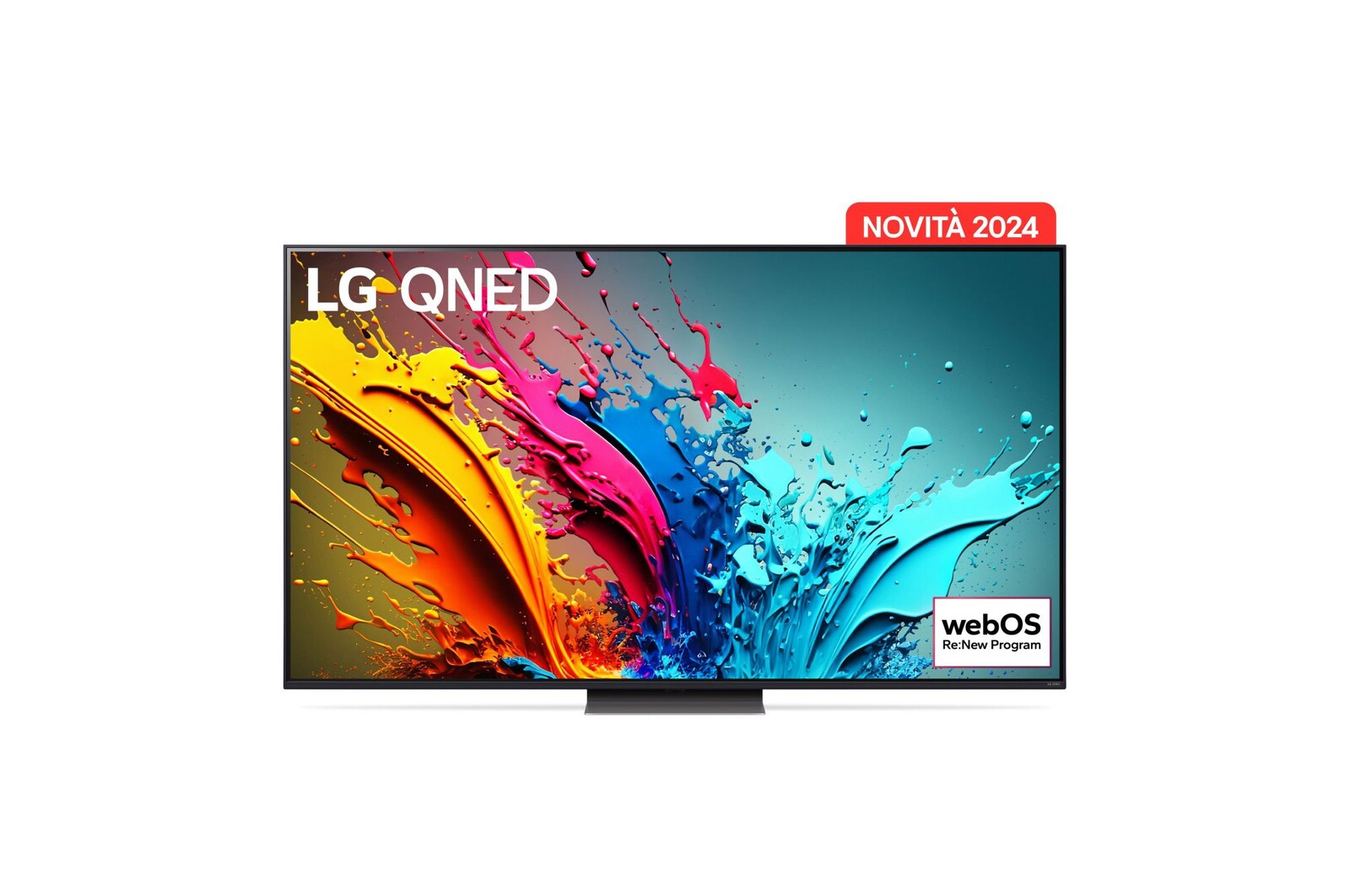 Vista frontale di TV 86 pollici LG QNED86 AI 4K Smart TV 2024 86QNED86T6A