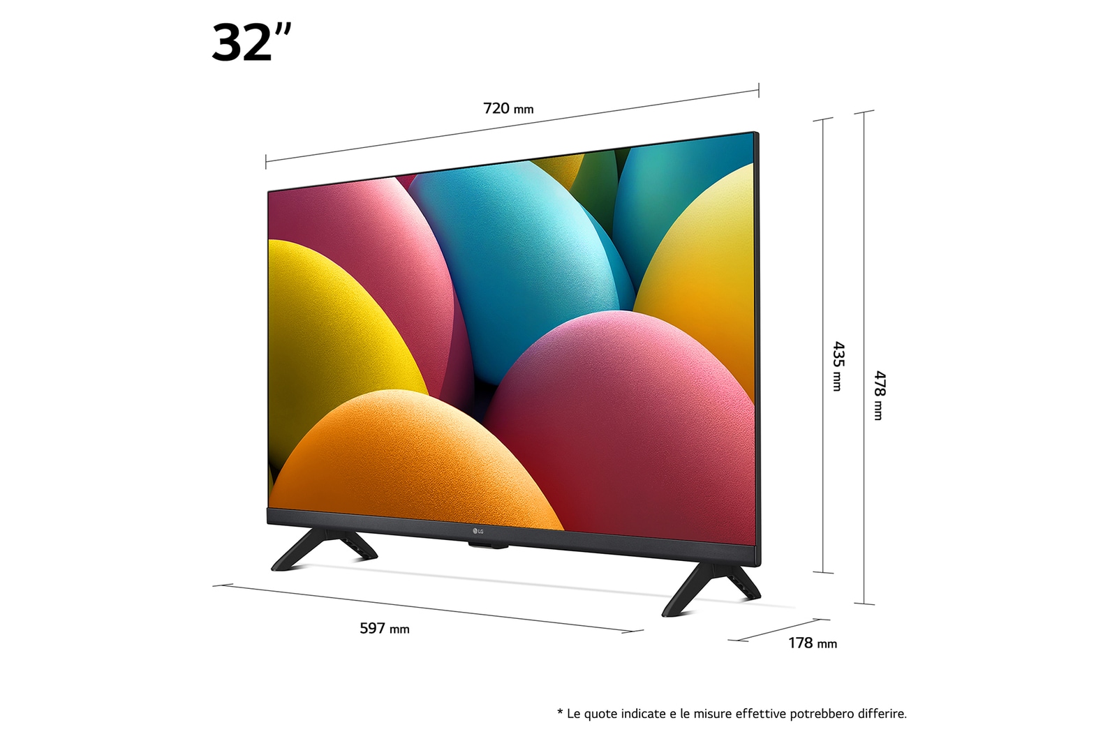 Dimensioni del TV LG 32LR60006LA