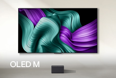 LG OLED M che raffigura uno sfondo astratto.