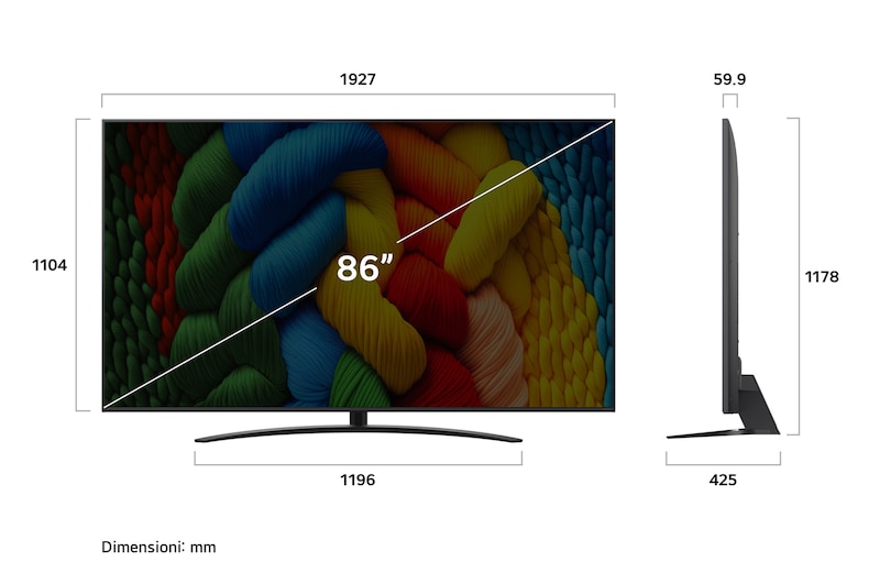 Dimensioni TV Nanocell  86NANO81A6A