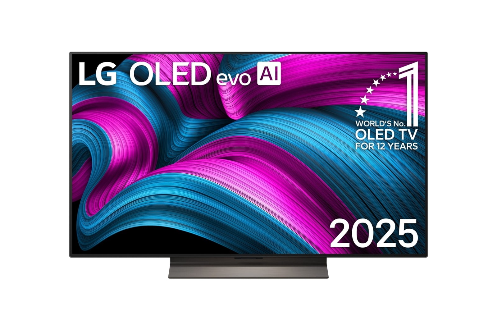 Vista frontale di una TV 48 pollici LG OLED evo AI C5 4K Smart TV 2025 OLED48C5ELB