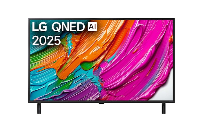 Vista frontale di una TV 43 pollici LG QNED AI QNED8E 4K Smart TV 2025 43QNED8EA6B