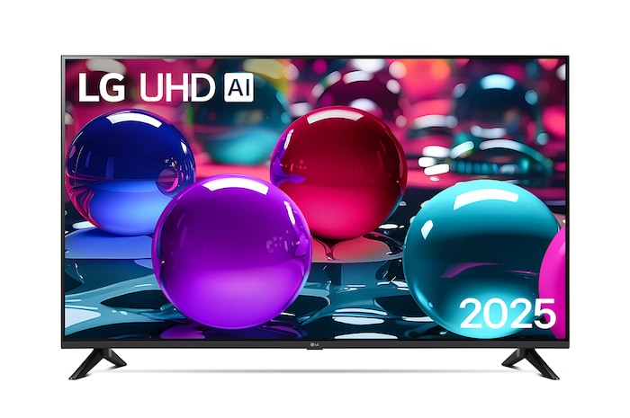 Vista frontale di una TV 65 pollici LG UHD AI UA73 4K Smart TV 2025 65UA73006LA