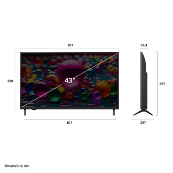Dimensioni del TV LG AU75