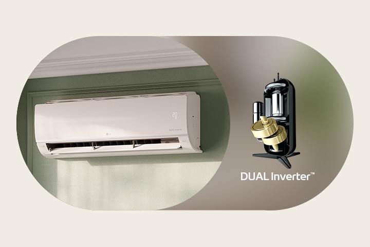 Immagine del condizionatore LG e del Compressore DUAL Inverter™.