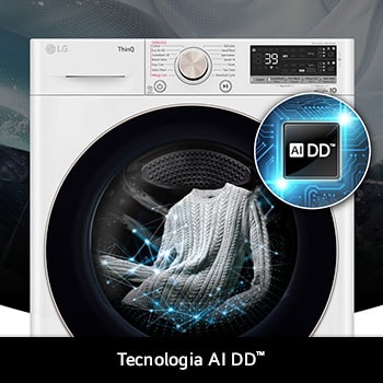 Lavatrice LG F4R7010TSWG da 10kg bianca, con tecnologia AI DD® che rileva intelligentemente il tessuto per una cura di lavaggio ottimale.