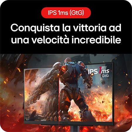 Monitor Gaming LG UltraGear 27GS75Q-B che garantisce un'immagine nitida da ogni angolo di visione grazie alla tecnologia IPS 1ms (GtG).