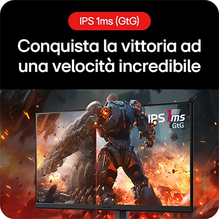 Monitor Gaming LG UltraGear 32GS75Q che garantisce un'immagine nitida da ogni angolo di visione grazie alla tecnologia IPS 1ms (GtG).