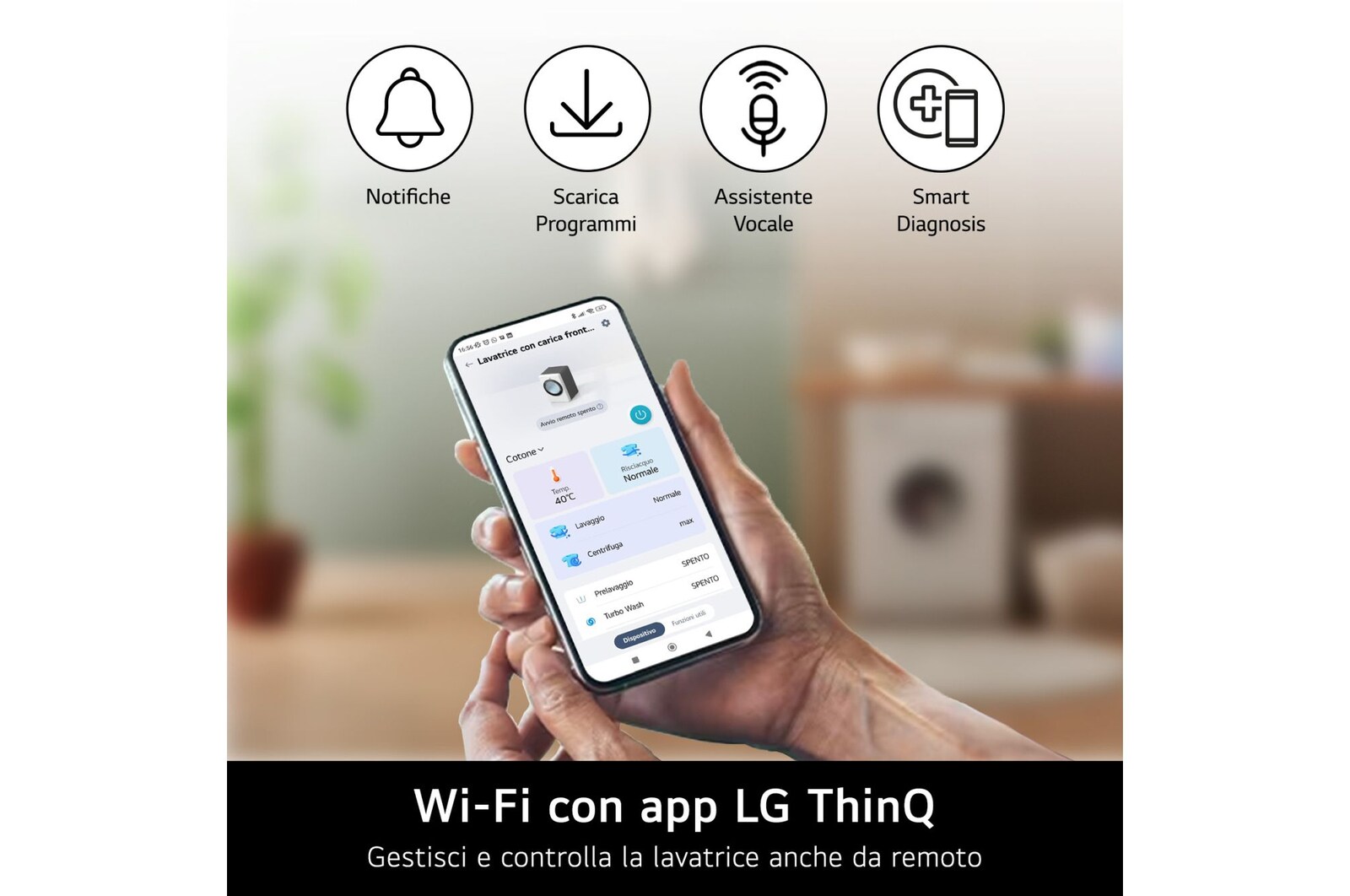 Wi-Fi con app LG Thin Q asciugatrice LG RHX7010TLB