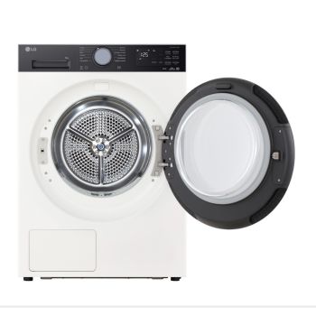 Vista frontale con oblò aperto asciugatrice LG RNX5010TWBC