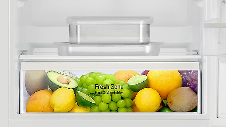 Cassetto Fresh zone pieno di frutta e verdura