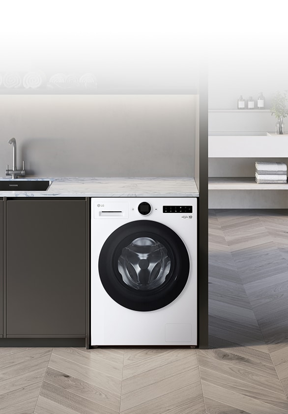 Lavatrice installata in un ambiente domestico.