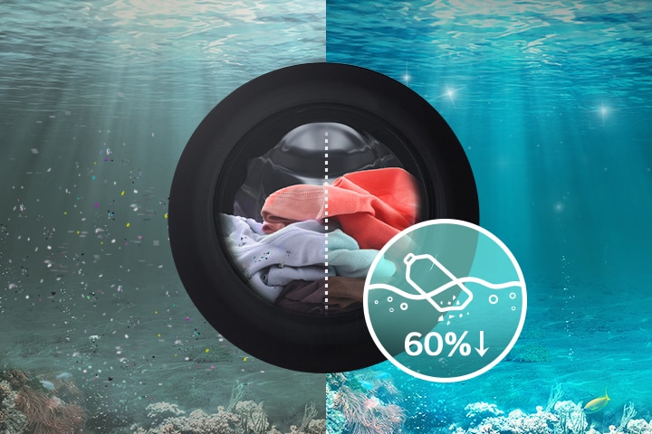 Del bucato dentro il prodotto, con l'indicazione 60% di microplastiche in meno.