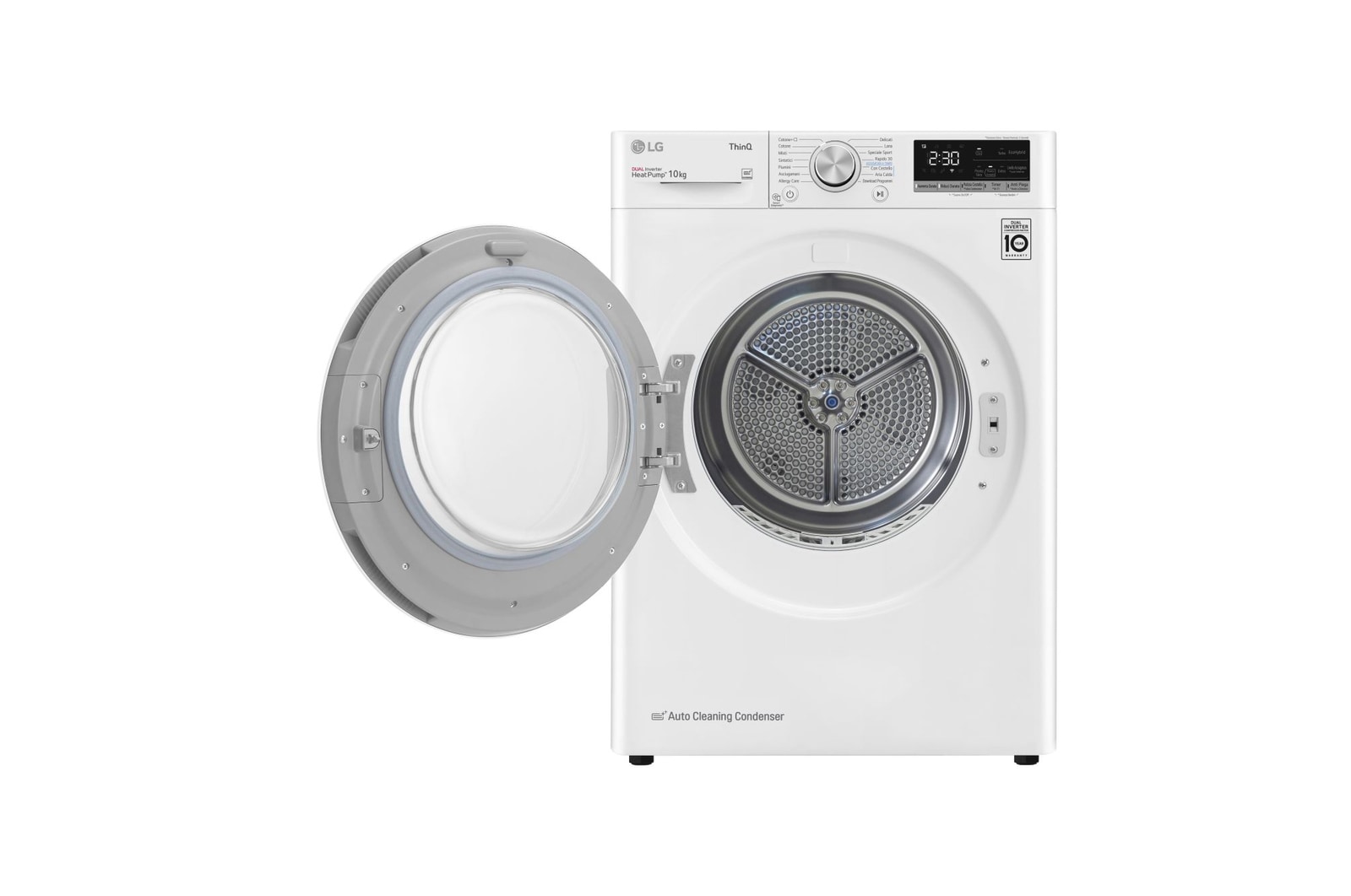 Vista frontale asciugatrice aperta