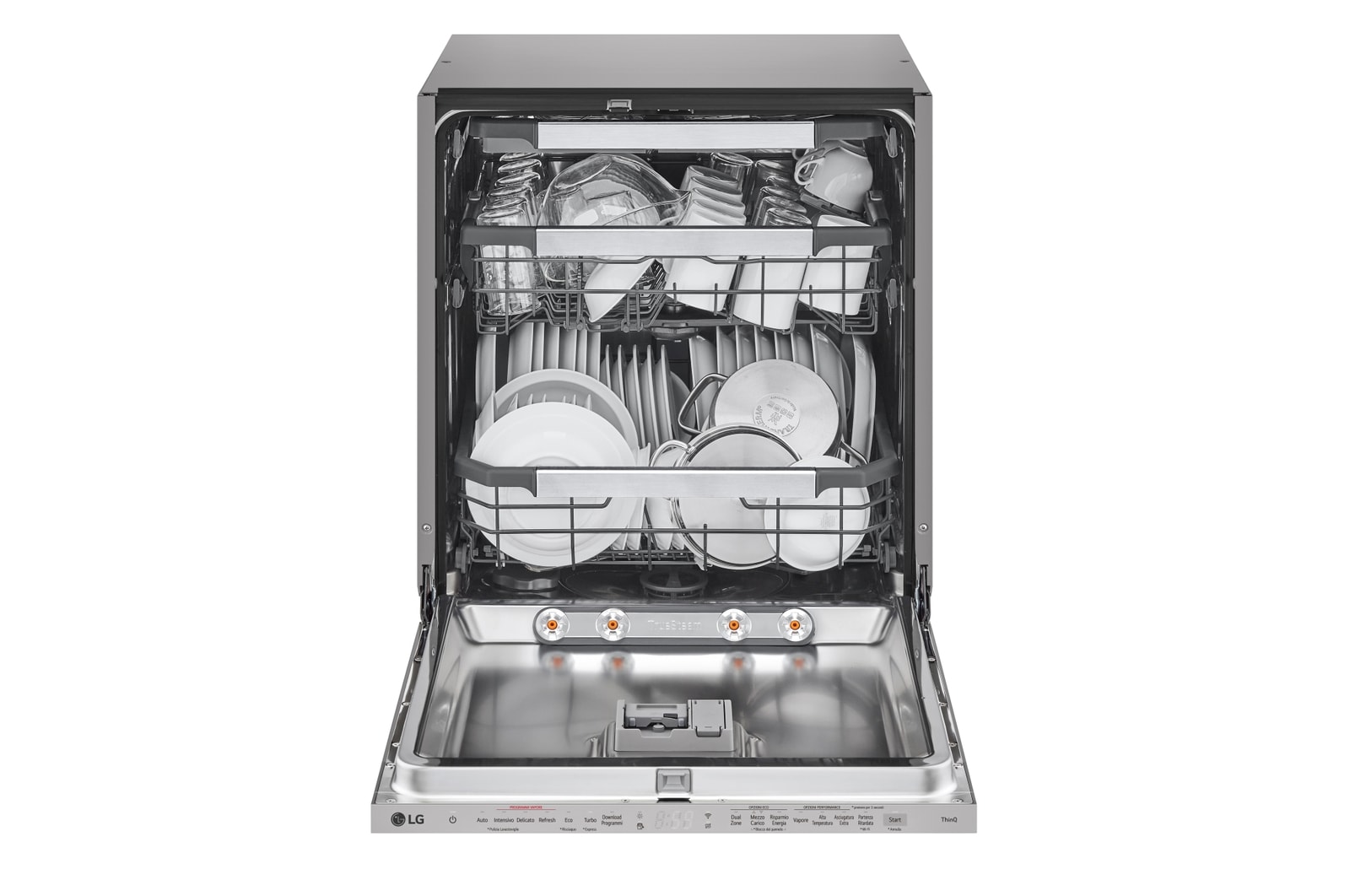 Vorderseite von Vollintegrierbarer Geschirrspüler Silber (Energieklasse A -20 %*, 43 dB, 10 Programme) mit TrueSteam & QuadWash | DB597TXS