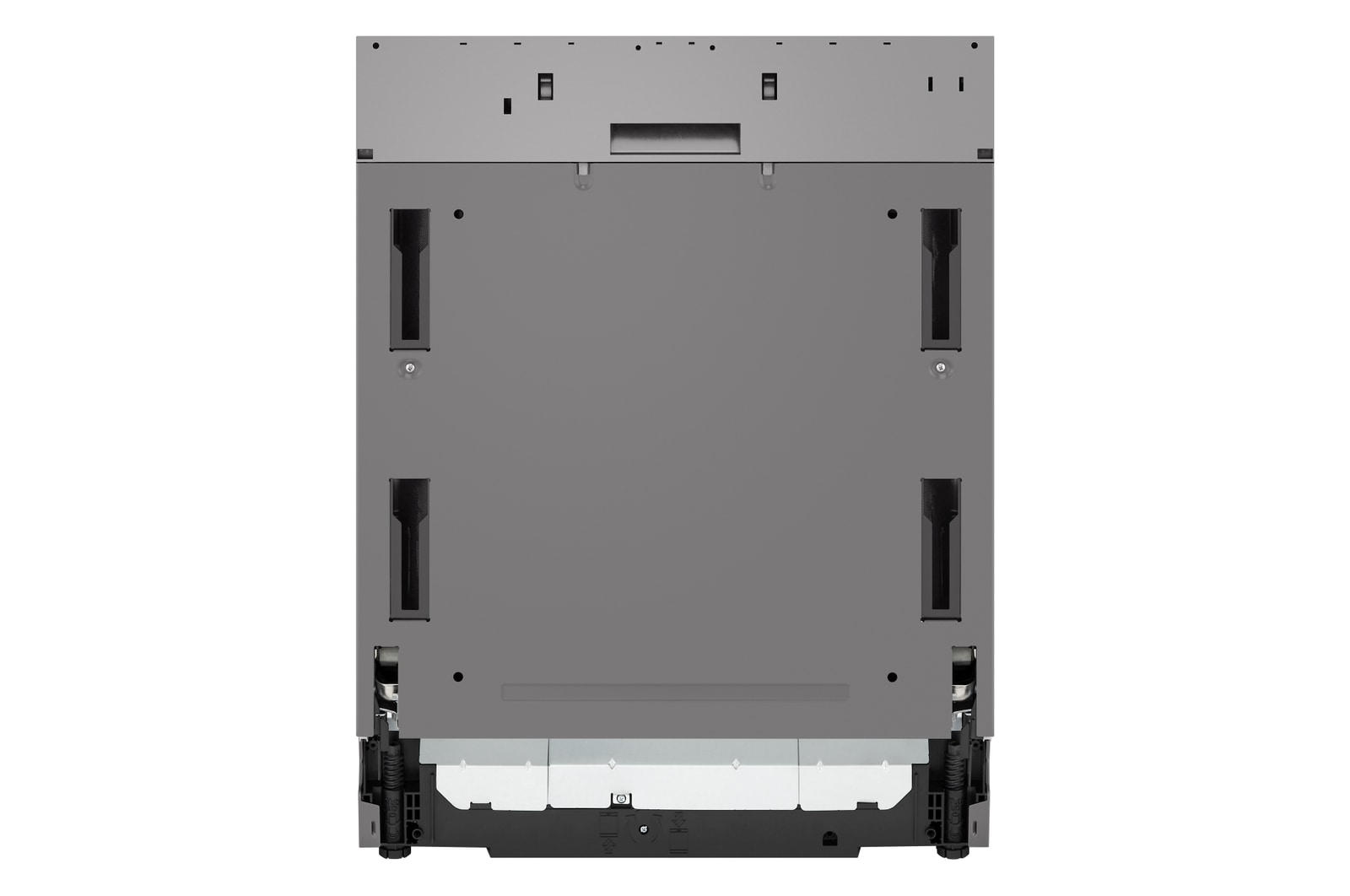 Vista frontale della lavastoviglie LG QuadWash con la porta completamente aperta