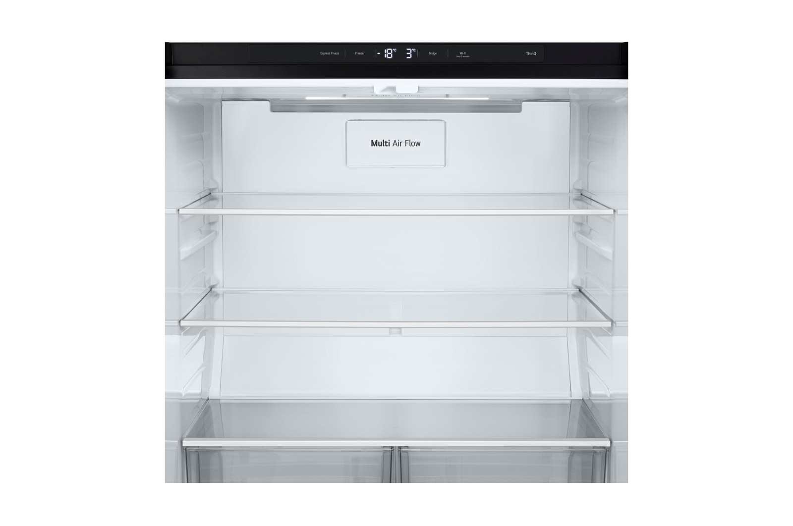 Dettaglio del display e della parte superiore del frigorifero