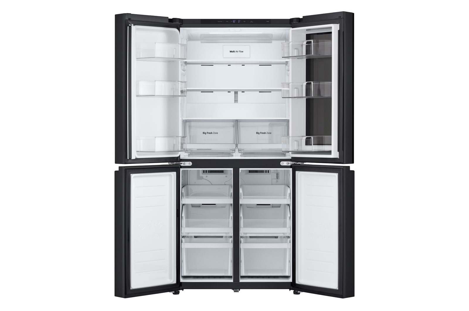 Frigo aperto completamente vuoto