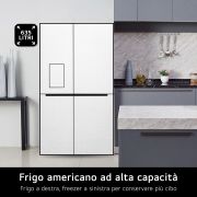 LG Frigorifero Side-by-Side InstaView | Classe D, 635L | Wi-Fi, Dispenser con allaccio, Fresh Balancer, No frost | Argento, GSGV80PYLD