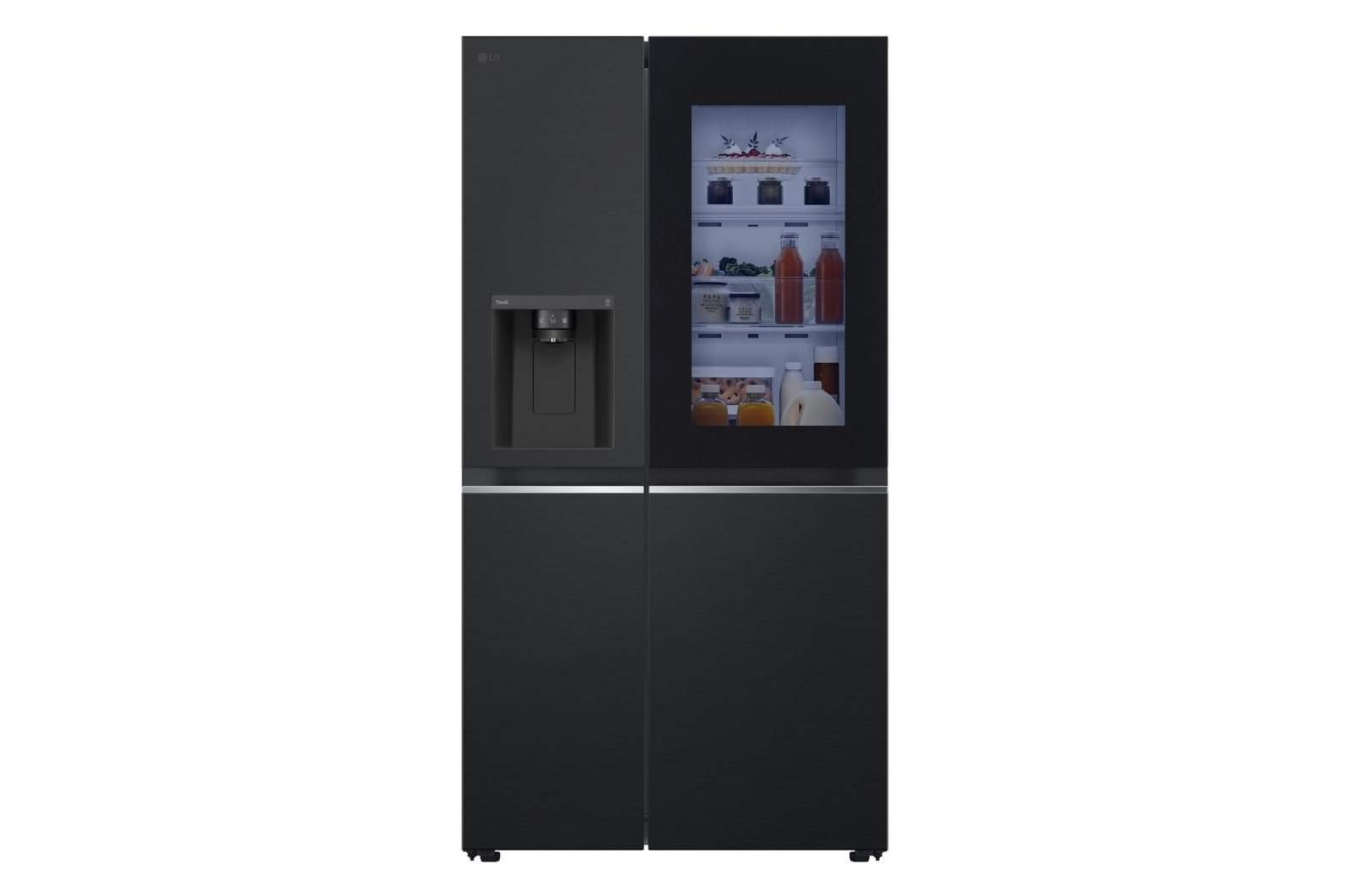 Vorderseite von Side-by-Side Kühlschrank mit InstaView® (EEK E, 635L, 179,1cm hoch) mit Eis-, Crushed Ice- und Wasserspender & internem Wassertank | GSGV81EPLL GSGV81EPLL