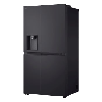 Frigorifero chiuso con vista a tre quarti rivolto verso sinistra