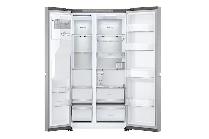 LG Frigorifero Syde-by-Side | Classe C, 628L | Wi-Fi, Dispenser senza allaccio, UVnano, Metal Fresh, Door Cooling | Metal Sorbet, GSLE91MBAC