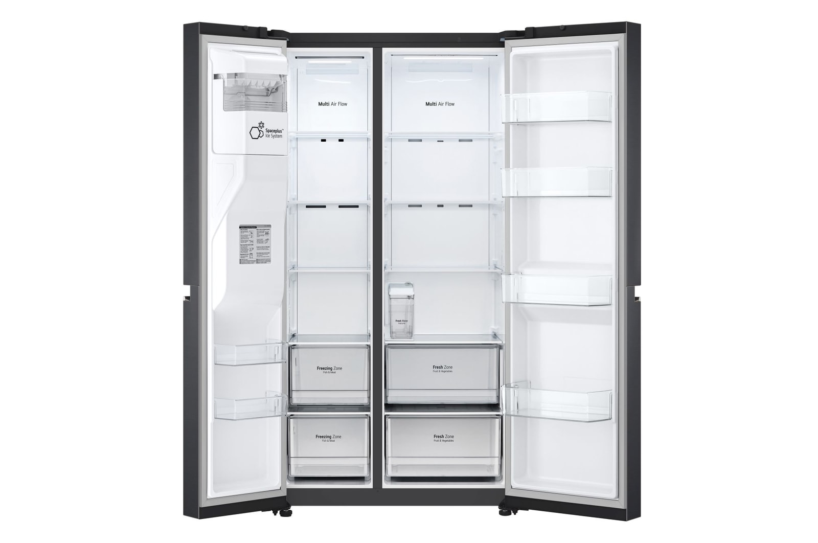 LG Frigorifero Side-by-Side | Classe D, 635L | Wi-Fi, Dispenser acqua e ghiaccio senza allaccio, Smart Diagnosis,No frost | Nero, GSLV71MCTD