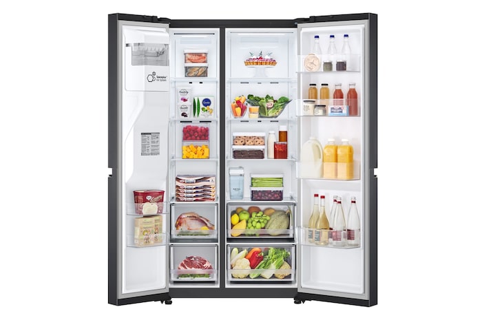 LG Frigorifero Side-by-Side | Classe D, 635L | Wi-Fi, Dispenser acqua e ghiaccio senza allaccio, Smart Diagnosis,No frost | Nero, GSLV71MCTD