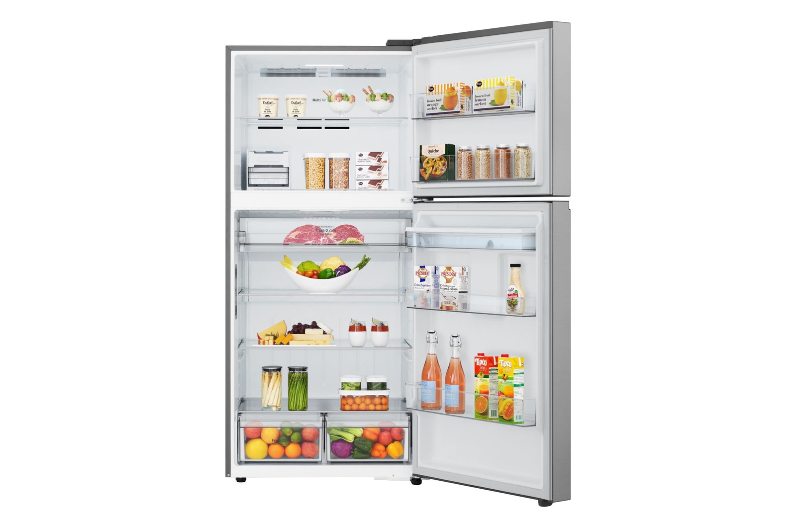 Foto del frigorifero LG GTFV61PYBQD con alimenti e bevande