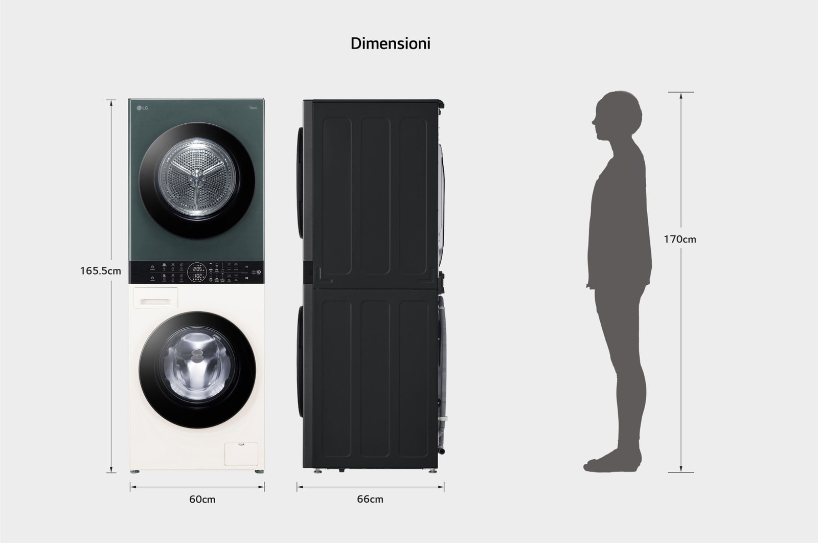Dettaglio delle dimensioni con accanto una persona