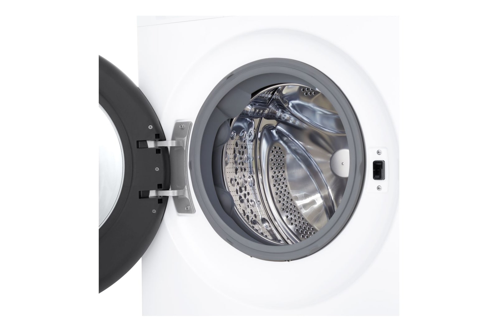 Foto frontale lavatrice con zoom su oblò lavatrice LG F2NX50S8TLB