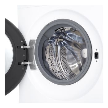 Foto frontale lavatrice con zoom su oblò lavatrice LG F2NX50S8TLB