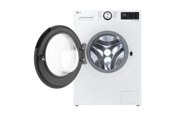 Immagine frontale con oblò aperto della lavatrice LG F2NX50S8TCL Serie X5 Classe A-30%