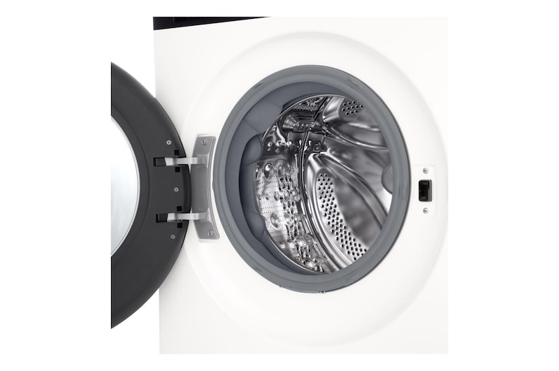 Foto frontale lavatrice con zoom su oblò lavatrice Immagine frontale della lavatrice LG F2NX50S9THB Slim 9kg Serie X5 Classe A