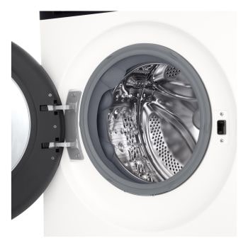 Foto frontale lavatrice con zoom su oblò lavatrice Immagine frontale della lavatrice LG F2NX50S9THB Slim 9kg Serie X5 Classe A