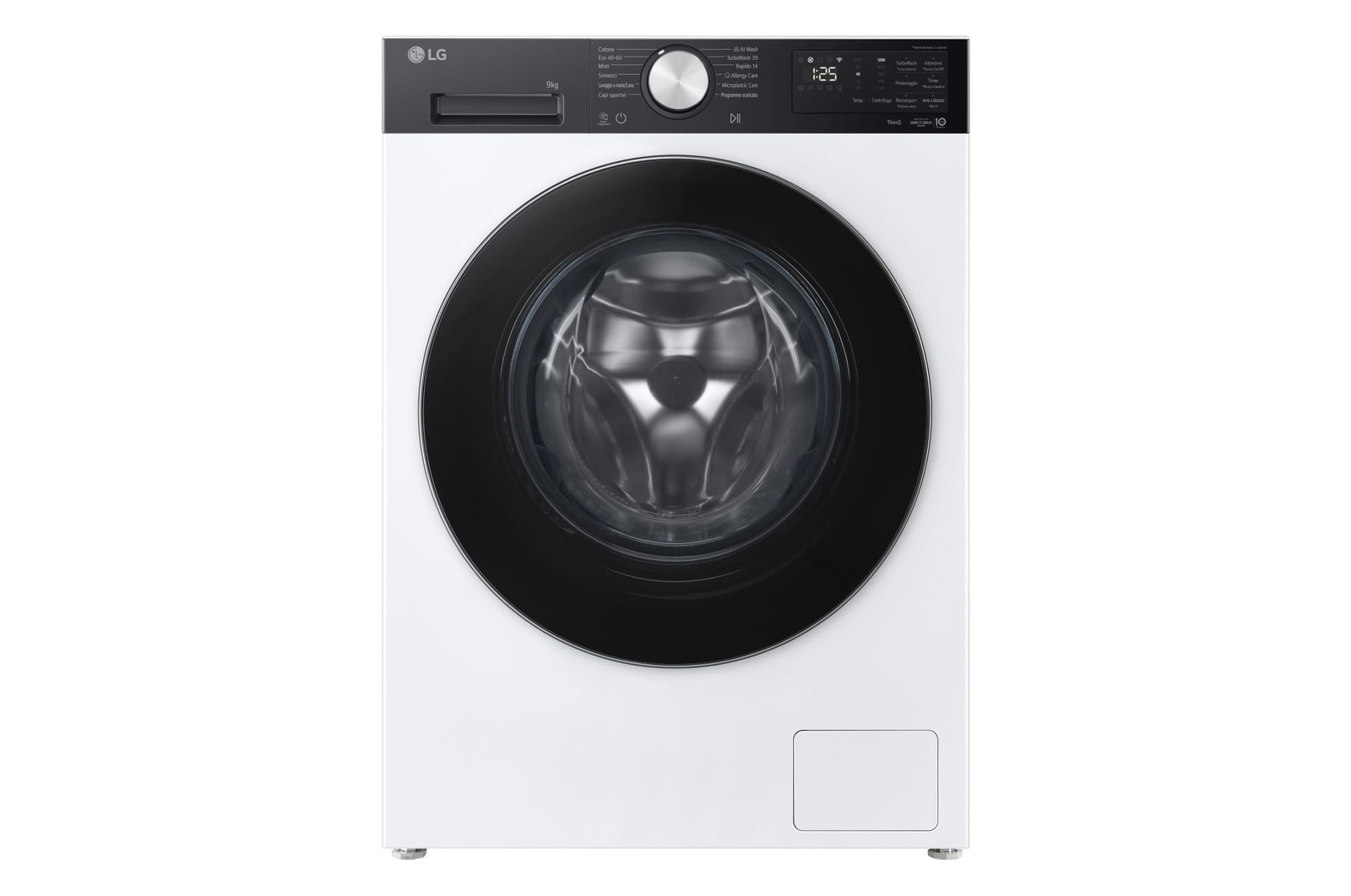 Immagine frontale della lavatrice LG F2NX50S9TKC Slim 9kg Serie X5 Classe A