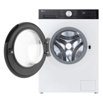 Immagine frontale con oblò aperto della lavatrice LG F2NX50S9TKC Slim 9kg Serie X5 Classe A