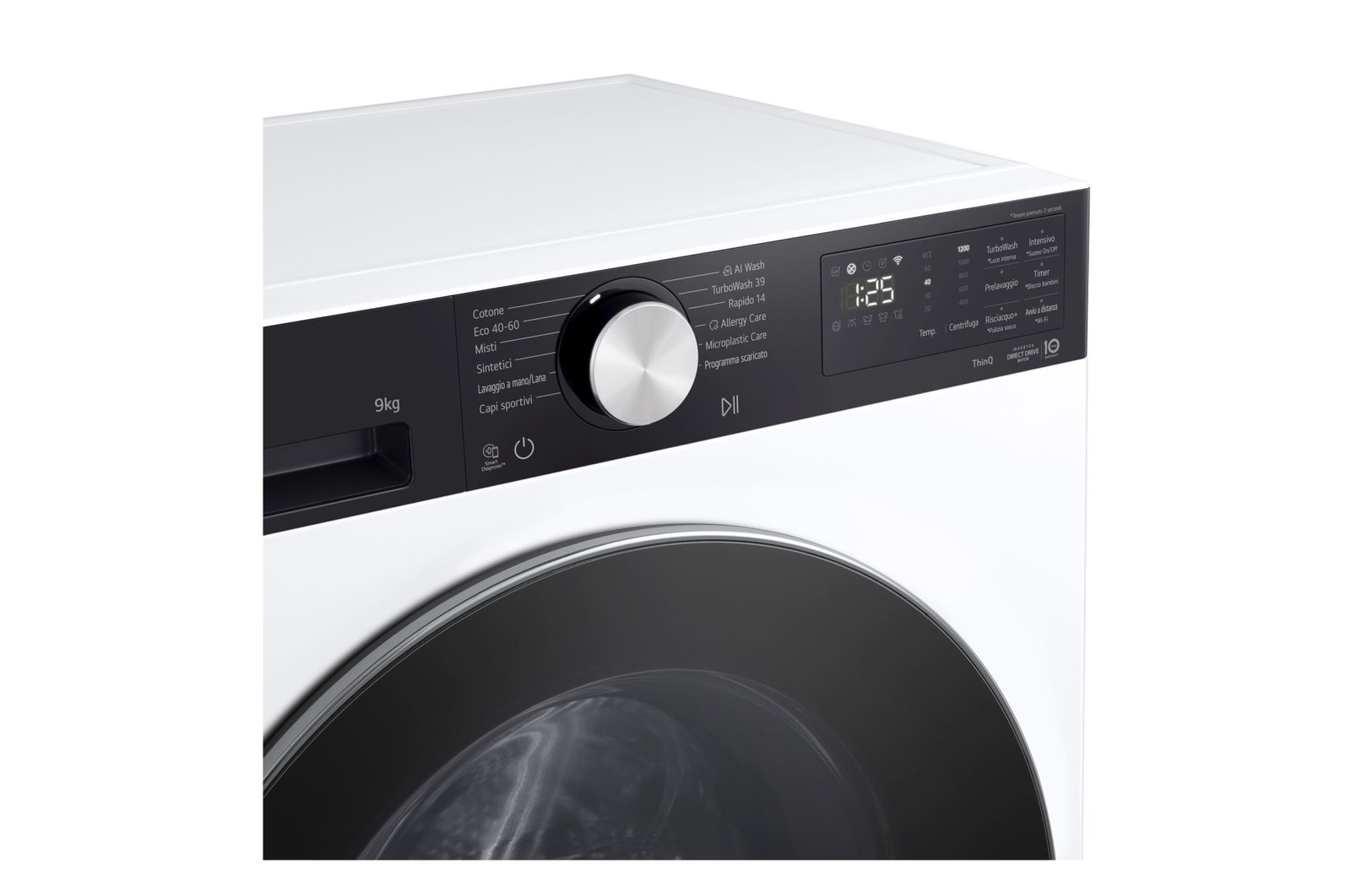 Dettagli comandi frontali lavatrice lavatrice LG F2NX50S9TKC Slim 9kg Serie X5 Classe A