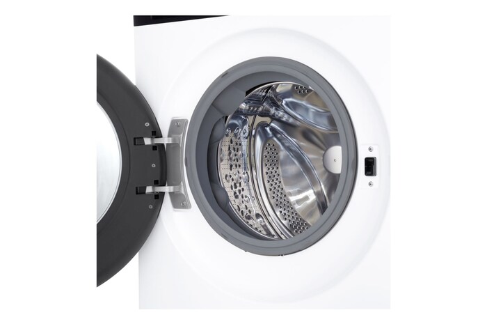 Foto frontale lavatrice con zoom su oblò lavatrice LG F2NX50S9TKC Slim 9kg Serie X5 Classe A