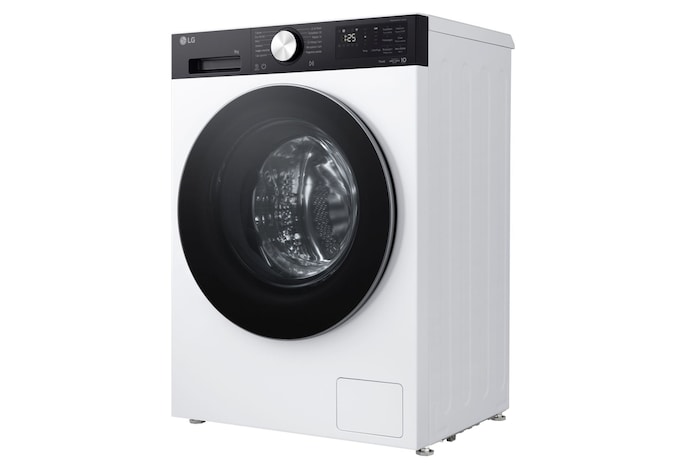 Foto con vista diagonale della lavatrice lavatrice LG F2NX50S9TKC Slim 9kg Serie X5 Classe A