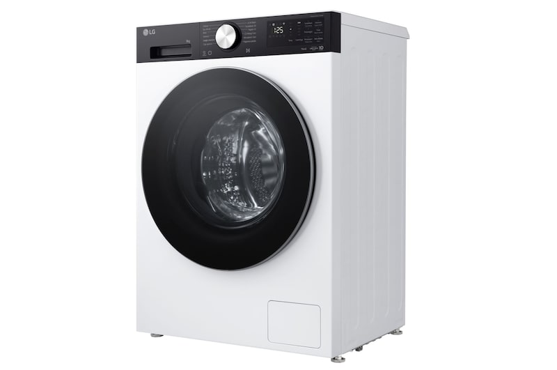 Foto con vista diagonale della lavatrice lavatrice LG F2NX50S9TKC Slim 9kg Serie X5 Classe A